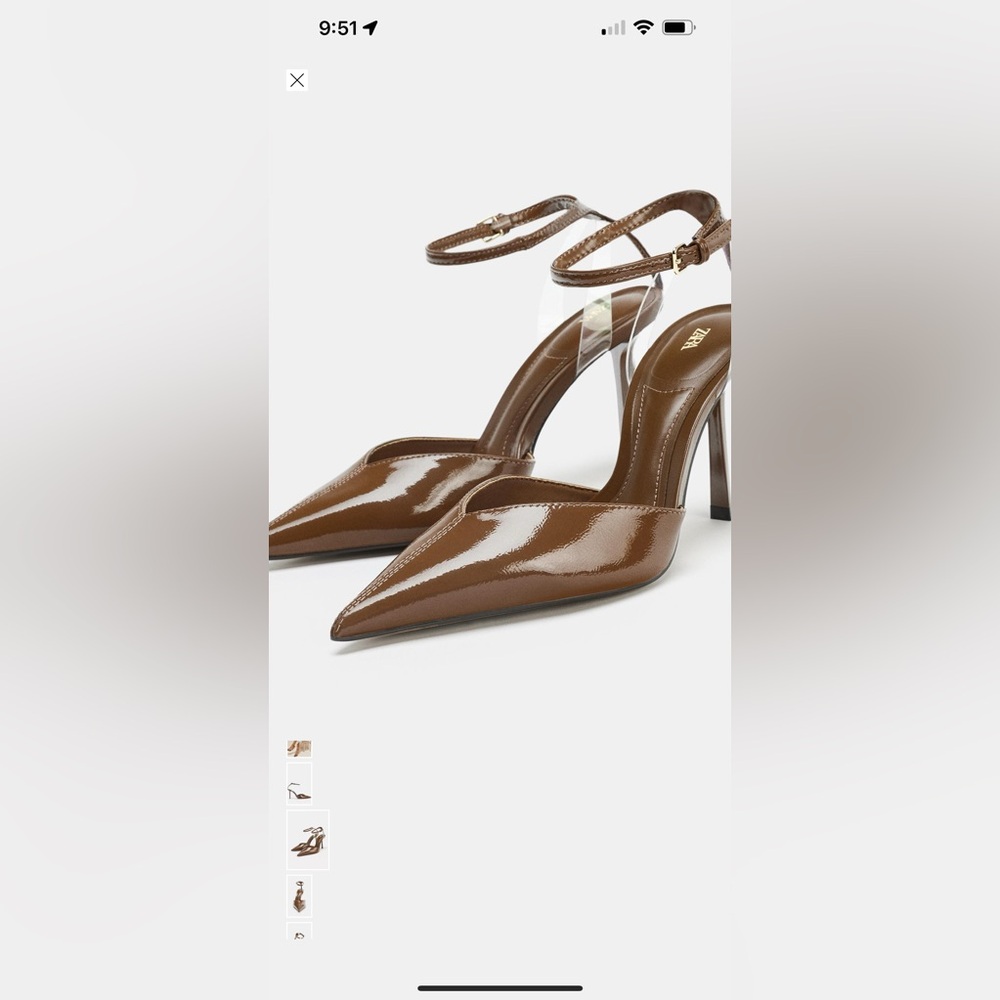 Zara Brown Patent Heels